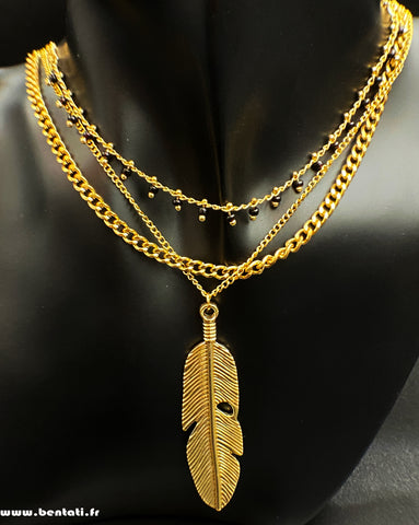 Daline steel necklace for girls with a leaf pattern