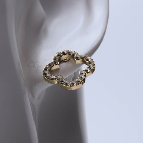 Golden flower earrings with crystal stones for women's accessories by Bentati Fashion Dubai