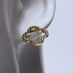 Golden flower earrings with crystal stones for women's accessories by Bentati Fashion Dubai