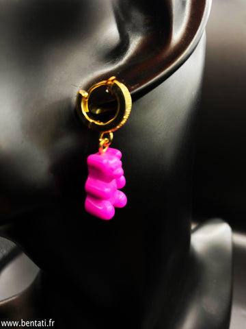 Earrings with bear pendant