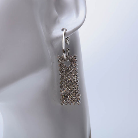 Silver dangle drop earrings with crystal stones for women's accessories by Bentati Fashion Dubai