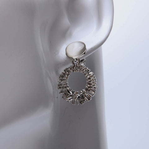 Silver round hoop drop earrings for women's accessories by Bentati Fashion Dubai