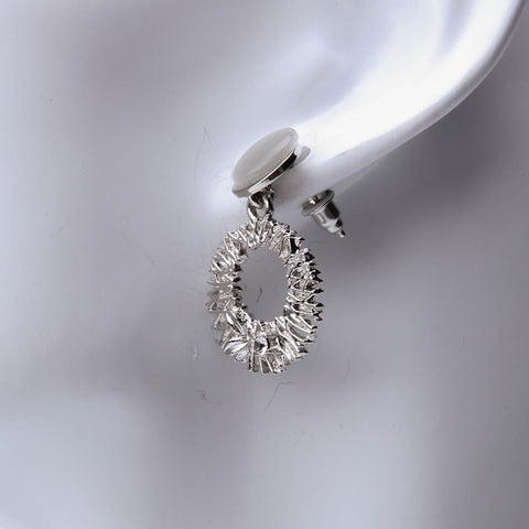 Silver round hoop drop earrings for women's accessories by Bentati Fashion Dubai