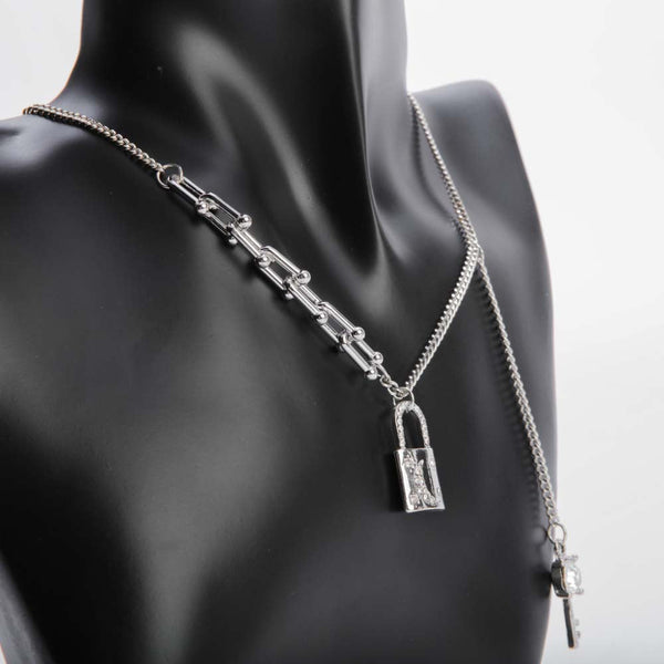 Silver Lock Pendant Necklace For Men or Women