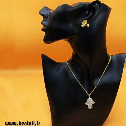 necklace and earring With Hamsa Hand
