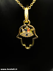 Hand pendant necklace of Fatima Hamsa eye beads