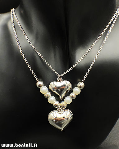 Heart necklace with pearl beads
