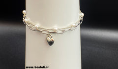 Chain set bracelet with pearls
