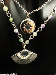 Sun and eye Pendant Necklace