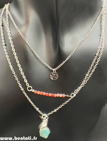 Three layer steel necklace