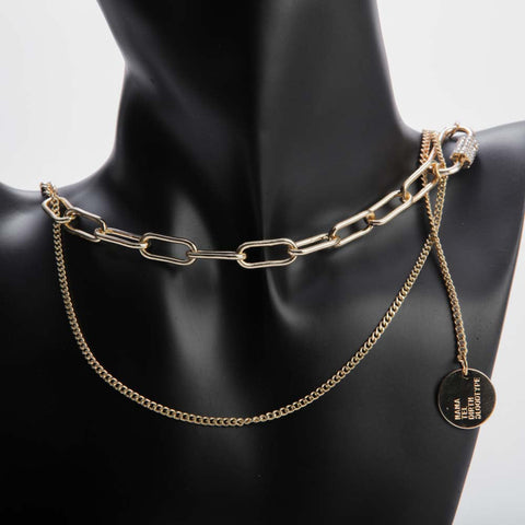 Double layer coin chain necklace with golden and silver colour for women's accessories by Bentati Fashion Dubai