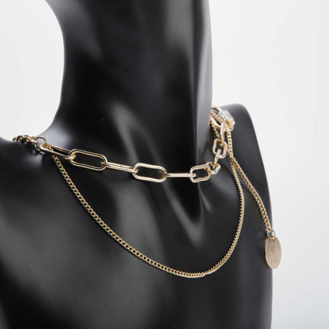 Double layer coin chain necklace with golden and silver colour for women's accessories by Bentati Fashion Dubai