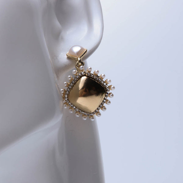 Earrings With Pearl & Crystal