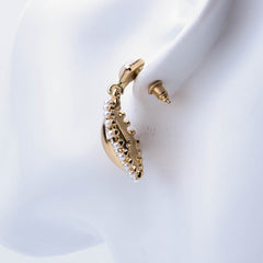 Golden earrings with pearl and crystal stones for women's accessories by Bentati Fashion Dubai