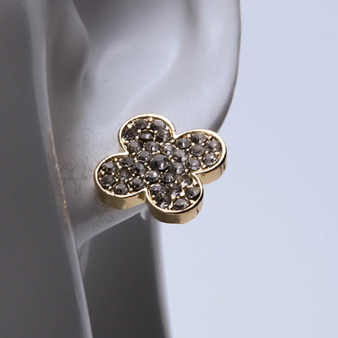 Golden flower earrings with crystal stones for women's accessories by Bentati Fashion Dubai