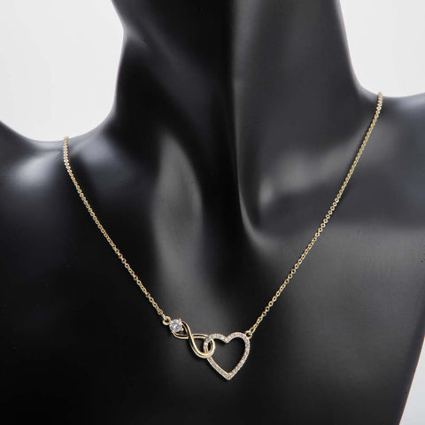 Interwind infinity and heart golden necklace for women's accessories by Bentati Fashion Dubai