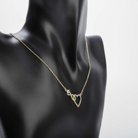 Interwind infinity and heart golden necklace for women's accessories by Bentati Fashion Dubai