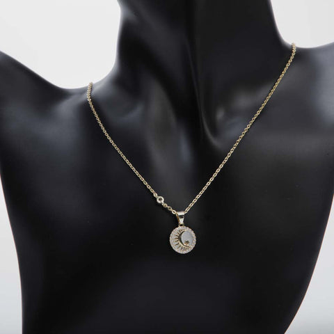 Golden moon design pendant necklace for women's accessories by Bentati Fashion Dubai