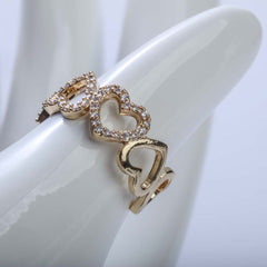 Golden multi pave heart ring for women's accessories by Bentati Fashion