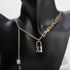 Golden padlock necklace for women's accessories by Bentati Fashion Dubai