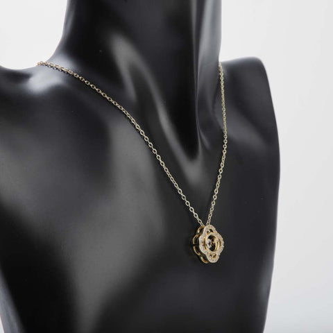 Golden pendant necklace with crystal stones for women's accessories by Bentati Fashion Dubai