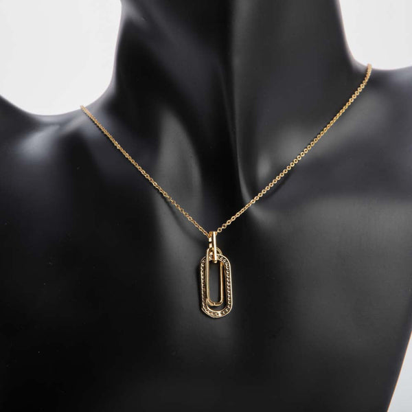 Vertical Bar Pendant Necklace With Crystal