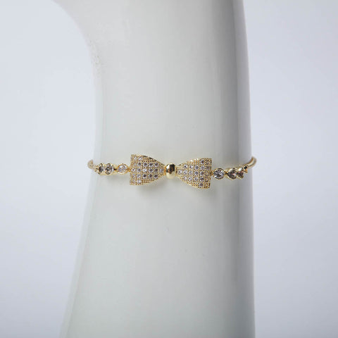 Golden ribbon bracelet with crystal stones for women's accessories by Bentati Fashion Dubai