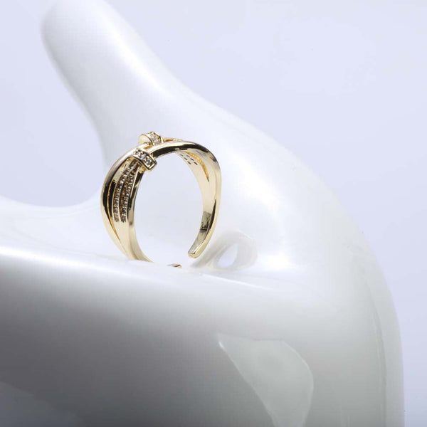 Two Layer Golden Ring With Crystal