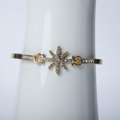 Golden star bangle with crystal stones for women accessories by Bentati Fashion Dubai