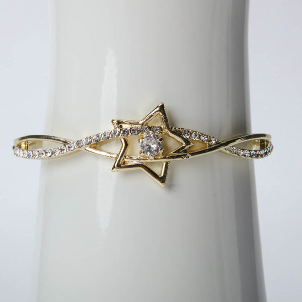 Golden Star Bangle With Crystal