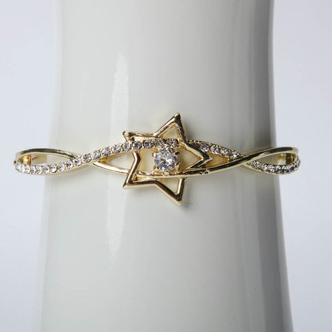 Golden star bangle with crystal stones for women's accessories by Bentati Fashion Dubai