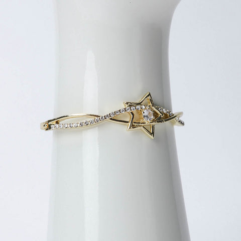 Golden star bangle with crystal stones for women's accessories by Bentati Fashion Dubai