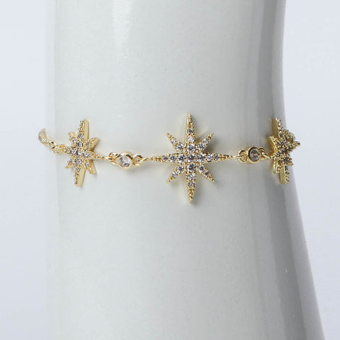 Golden star bracelet with crystal stones for women's accessories by Bentati Fashion Dubai
