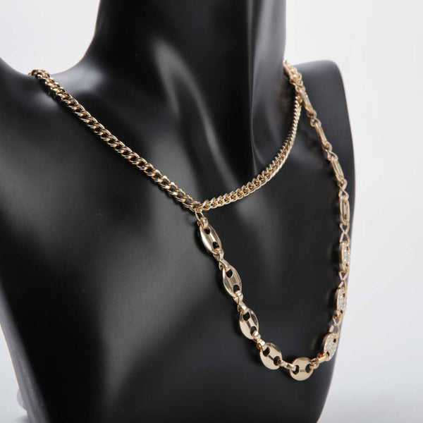 Two Layer Chain Necklace With Crystal