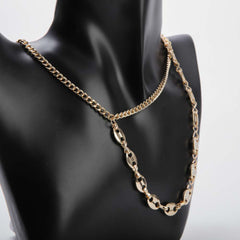 Golden two layer chain necklace with crystal stones for women's accessories by Bentati Fashion Dubai
