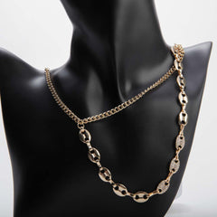 Golden two layer chain necklace with crystal stones for women's accessories by Bentati Fashion Dubai