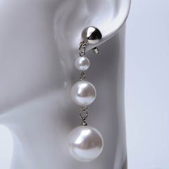 Silver long pearl drop earrings for women's accessories by Bentati Fashion Dubai