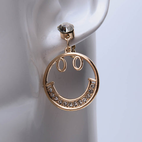 Rose gold smile drop earrings with crystal stones for women's accessories by Bentati Fashion Dubai