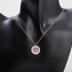 Round shaped pendant necklace with golden colour chain for women's accessories by Bentati Fashion Dubai