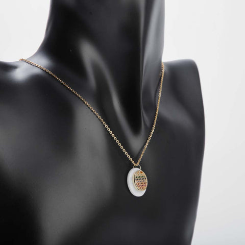 Round shaped pendant necklace with golden colour chain for women's accessories by Bentati Fashion Dubai