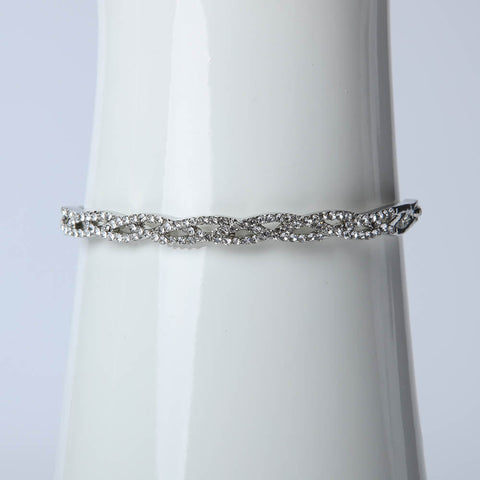 Three layer silver bangle with crystal stones for women's accessories by Bentati Fashion Dubai