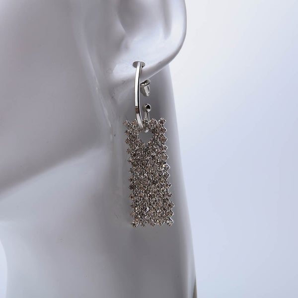 Silver Dangle Drop Earrings With Crystal