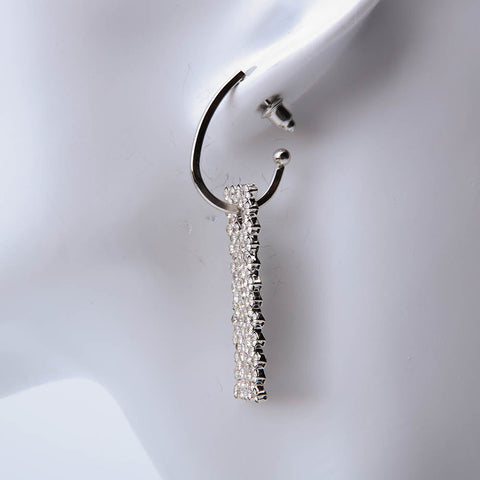 Silver dangle drop earrings with crystal stones for women's accessories by Bentati Fashion Dubai