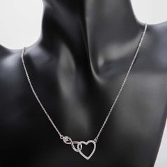 Intertwined heart and infinity silver necklace for women's accessories by Bentati Fashion Dubai