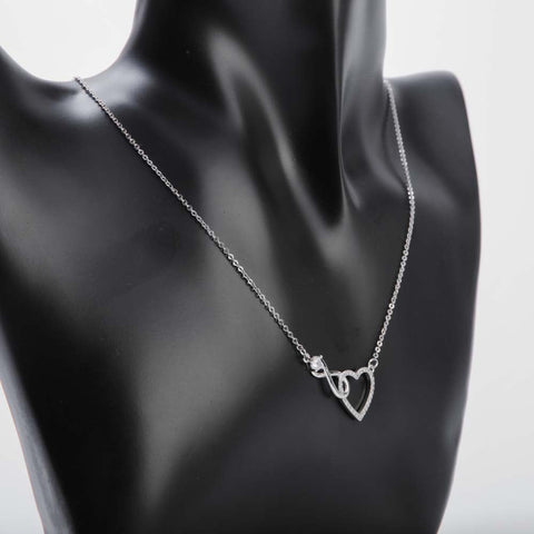 Intertwined heart and infinity silver necklace for women's accessories by Bentati Fashion Dubai