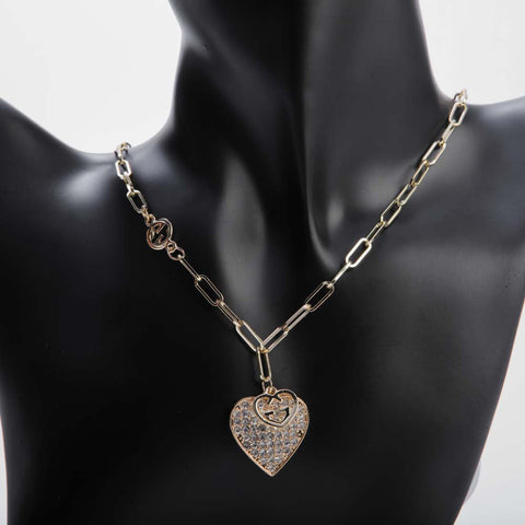 Silver heart pendant chain necklace for women's accessories by Bentati Fashion Dubai