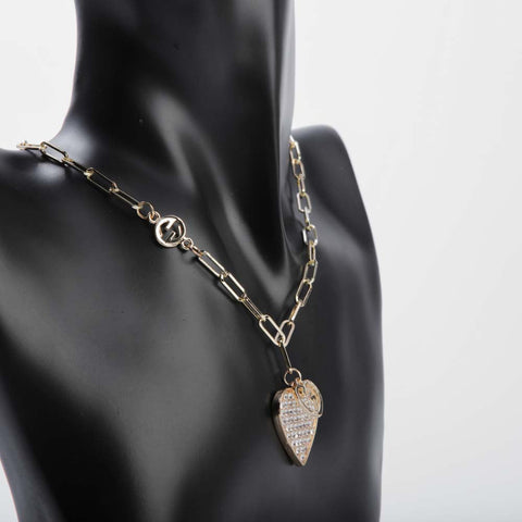 Silver heart pendant chain necklace for women's accessories by Bentati Fashion Dubai
