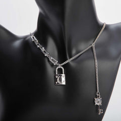Silver padlock chain necklace for women's accessories by Bentati Fashion Dubai