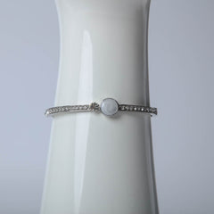 Silver pearl bangle with crystal stones for women's accessories by Bentati Fashion Dubai