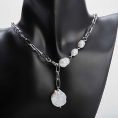 Silver pearl chain necklace for women's accessories by Bentati Fashion Dubai